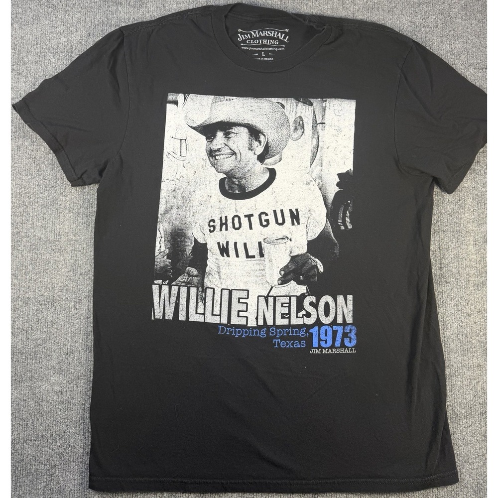 Jim Marshall Willie Nelson Graphic Shirt Mens Extra Large L Black Crew Neck